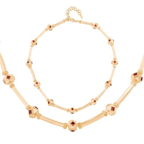 Kare Taşlı Silindir Kolye