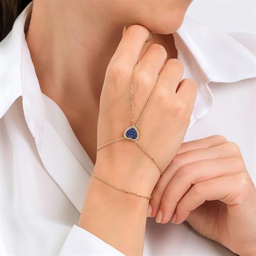 Mavi Taşlı Kalp Şahmeran