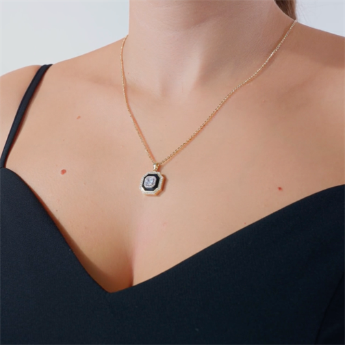 Mineli Taşlı Tasarım Kolye