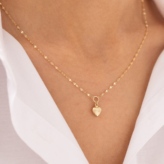 Minimal Kalp Charm 14 Ayar Altın Kolye
