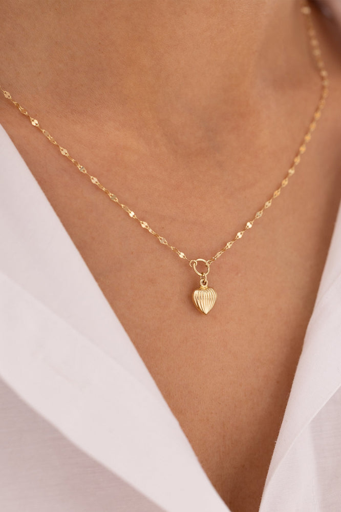 Minimal Kalp Charm 14 Ayar Altın Kolye