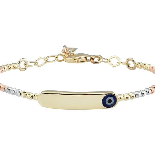 Nazar Boncuklu İsim Yazılabilir Altın Çocuk Bilezik