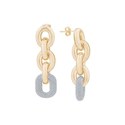 Oval Taşlı Zincir Küpe