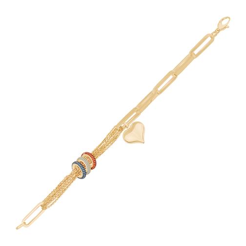 Renkli Taşlı Kalp Zincir Bileklik