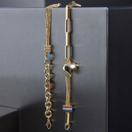 Renkli Taşlı Zincir Altın Bileklik