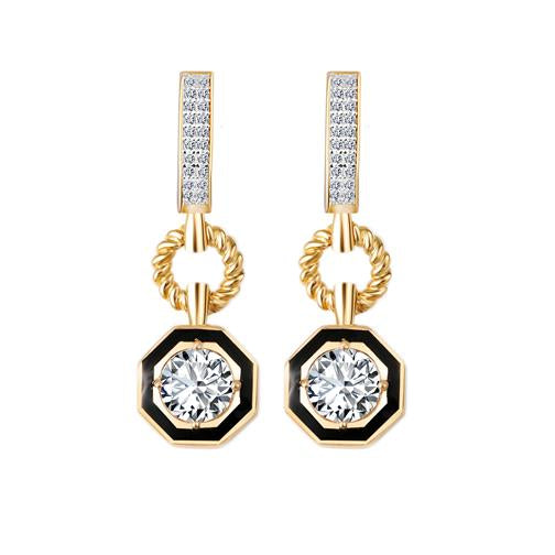 Siyah Mineli Tektaş Küpe