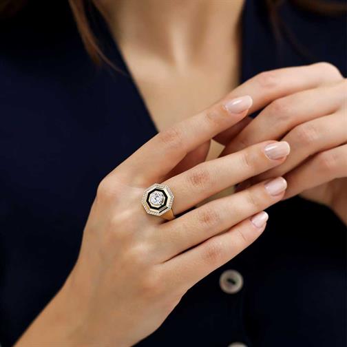 Siyah Mineli Tektaş Yüzük