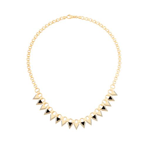 Siyah Mineli Üçgen Kolye