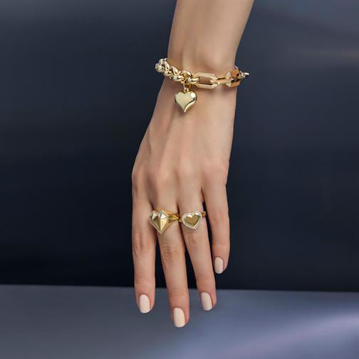 Taş Detaylı Kalp Yüzük