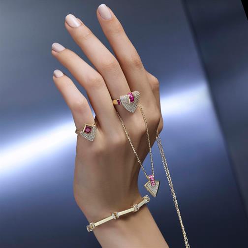 Taşlı Geometrik Kalkan Kolye