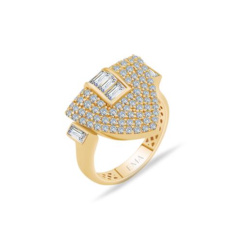 Taşlı Geometrik Kalkan Yüzük