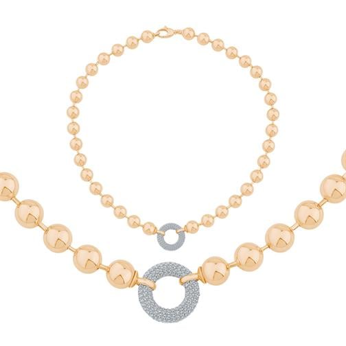 Taşlı Halka Top Top Zincir Kolye