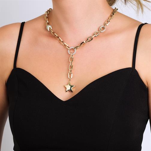 Taşlı Halka Yıldız Kolye