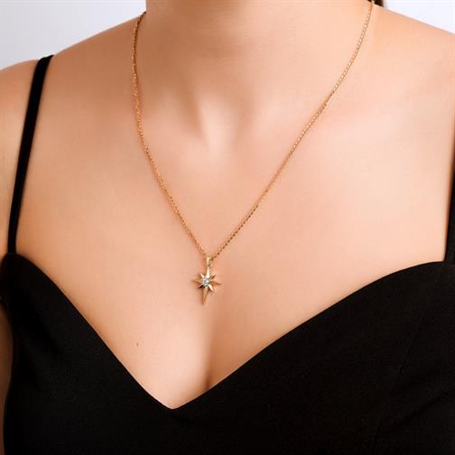 Taşlı Kuzey Yıldızı Tasarım Kolye