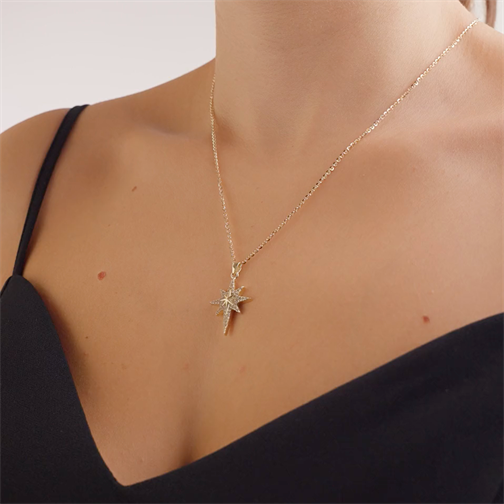 Taşlı Kuzey Yıldızı Tasarım Kolye